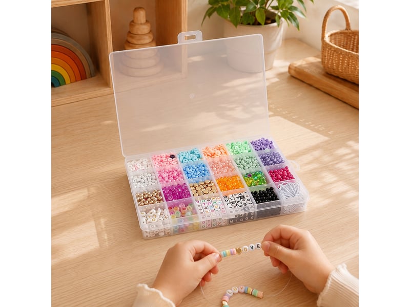 Boîte à perles - jeux 2 momes - 860 perles - fil 10m - multicolore  - Conforama E
