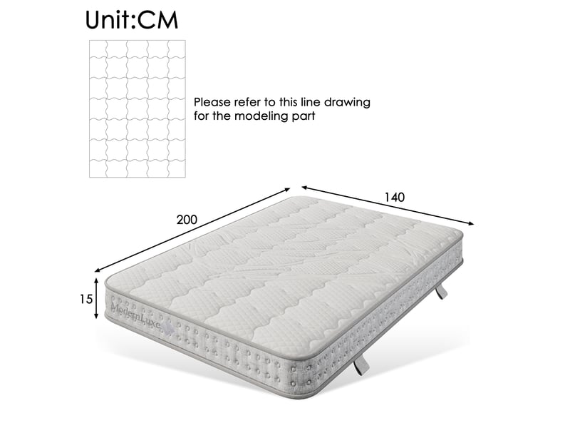  Matelas 140x200 cm 7 zones h3 avec ressorts ensachés et mousse froide blanc  - Conforama C