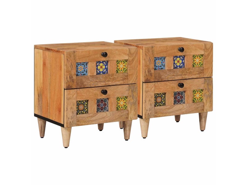  Table de chevet avec tiroir 2 pièces naturel 40 x 33,5 x 46 cm  - Conforama B