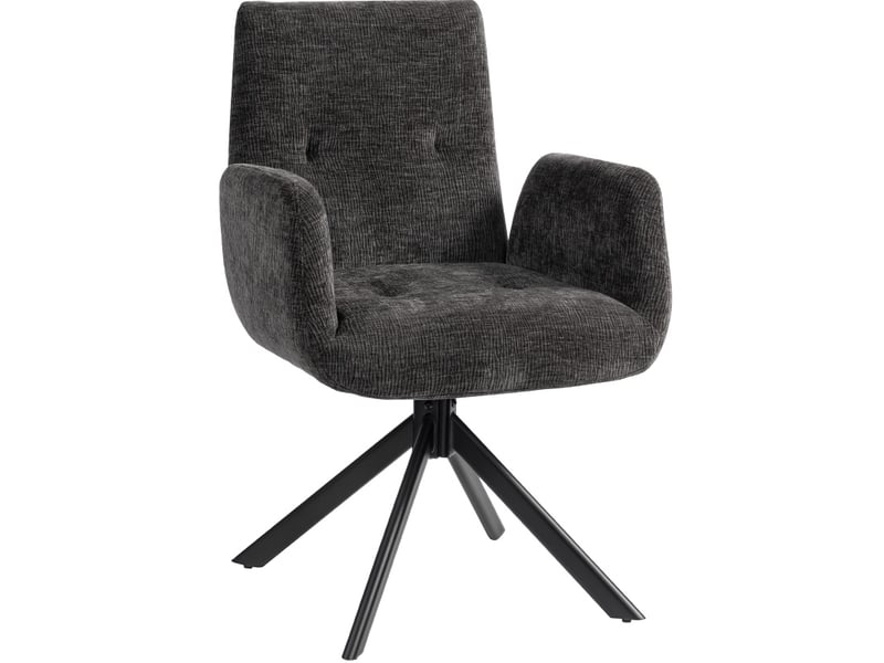  Fauteuil pivotant tcqpz design moderne 360° 60 x 61 x 88 cm revêtement polyester noir pieds en acier  - Conforama A