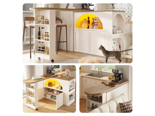 Bar coloris blanc <strong>MERAX</strong> <strong>table de bar blanc</strong> - 205 cm