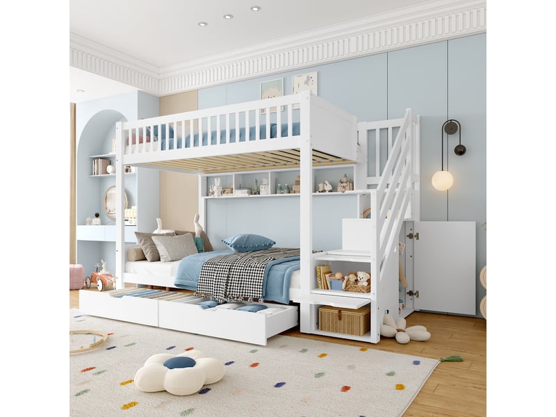  Lit superposé 90x200cm coloris blanc lit enfant blanc - Conforama B