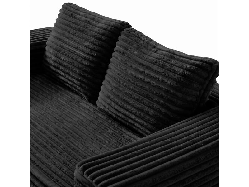  Canapé 2 places 160 x 88 x 58 cm noir en velours côtelé, assise profonde en mousse haute densité  - Conforama E