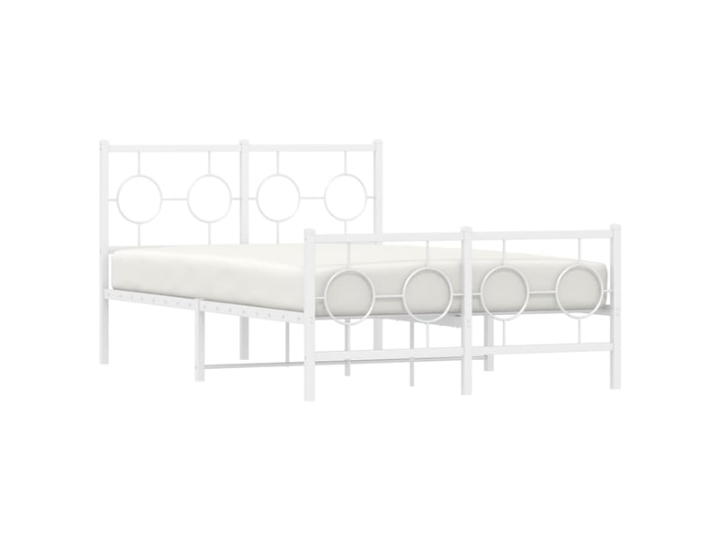  Lit double- lit adulte -  cadre de lit métal sans matelas et pied de lit blanc 120x190 cm  - Conforama C