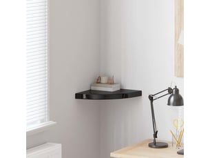 Étagère d'angle flottante, étagère murale noir brillant 35x35x3,8 cm mdf cf41381