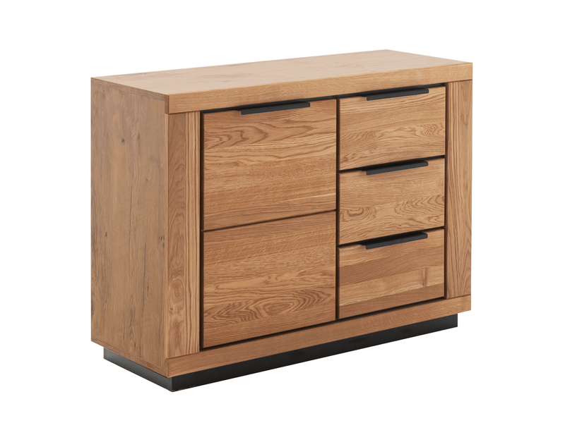 Commode 1 porte 3 tiroirs coloris chêne massif huilé - longueur 107 × hauteur 80 × profondeur 40 cm  - Conforama E