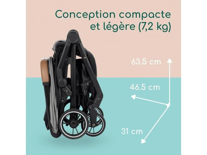  Poussette citadine ultra compacte 0-22 kg avec pliage automatique 3 positions dossier inclinable harnais 5 points noir 1147077210 - Conforama C