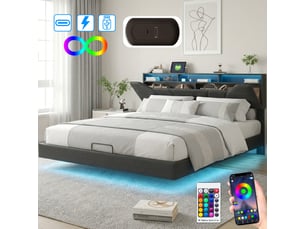 Lit coffre 140x190 cm BURSDANY coloris noir
