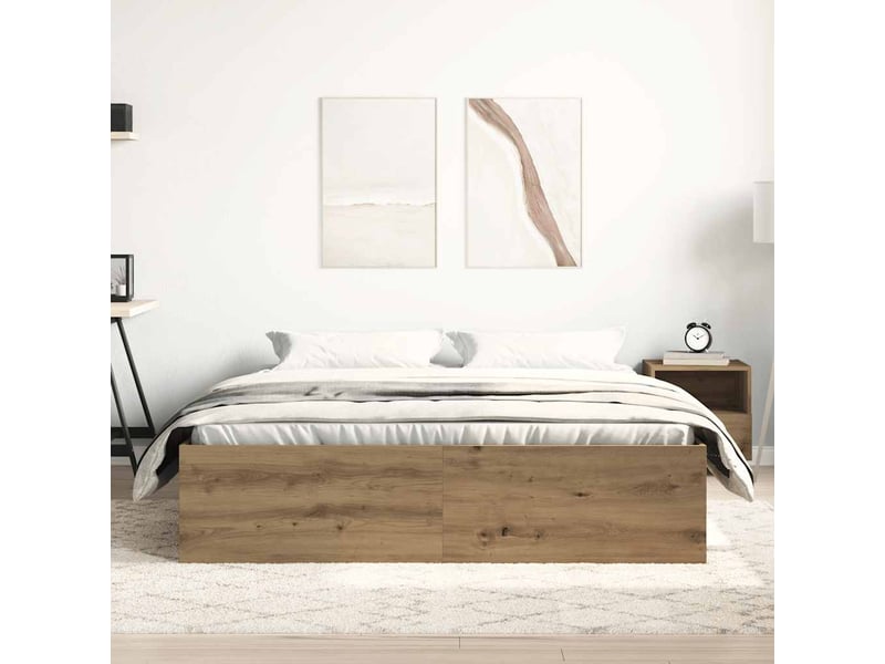  Lit double- lit adulte -  cadre de lit sans matelas en chêne massif 150 x 200 cm bois d'ingénierie  - Conforama B