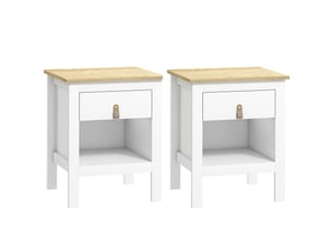 Lot de 2 tables de chevet 45 x 40 x 55 cm rangement tiroir et niche design épuré salon en panneau de particules blanc 21_0001671