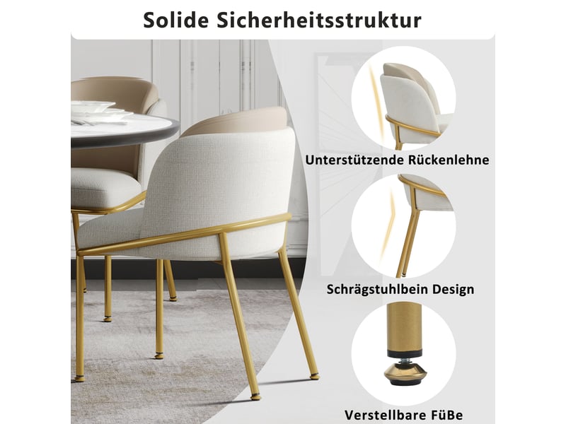 Lot de 6 chaises de salle à manger,55x55x85 cm,avec pieds réglables,pvc,beige - Conforama E