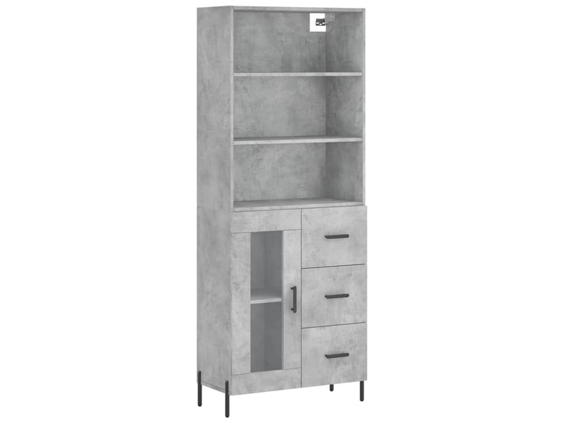  Buffet haut - bahut - meuble de rangement gris béton 69,5x34x180 cm bois d'ingénierie  - Conforama A