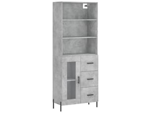 Buffet haut - bahut - meuble de rangement gris béton 69,5x34x180 cm bois d'ingénierie