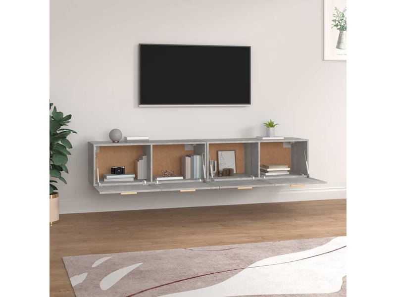  Armoires murales 2 pcs, meuble de rangement salon gris béton 100x36,5x35 cm shl5089  - Conforama C
