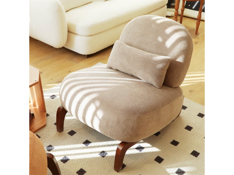  Fauteuil crapaud avec pieds en bois massif - 86.90x72.10x69.90cm - fauteuil d'appoint rembourré sans accoudoirs - camel  - Conforama C