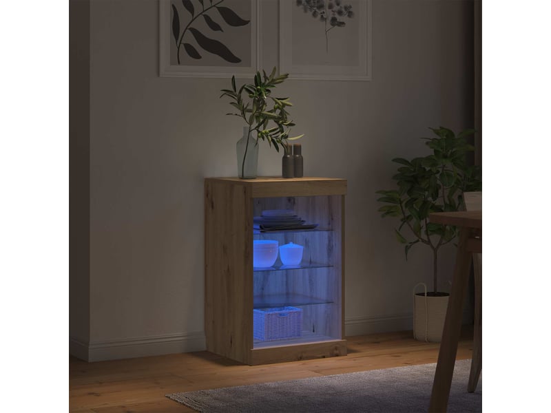  Buffet - bahut - meuble de rangement led chêne artisanal 41 x 37 x 67 cm bois d'ingénierie  - Conforama E