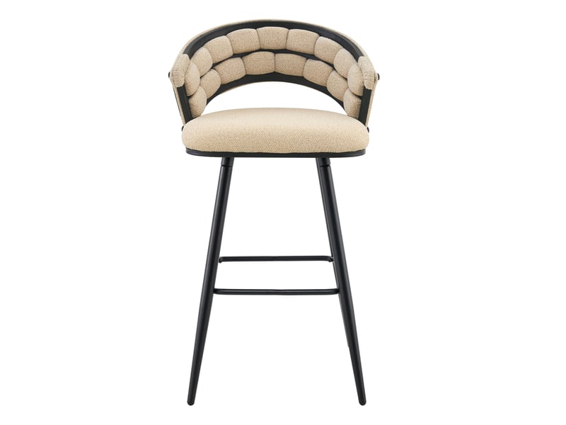  Lot de 4 tabourets de bar,56x50,5x98,5 cm,velours et métal noir,beige  - Conforama D