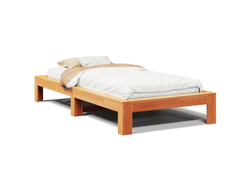  Lit simple- lit adulte -  cadre de lit sans matelas  marron 90x200 cm bois pin massif  - Conforama A