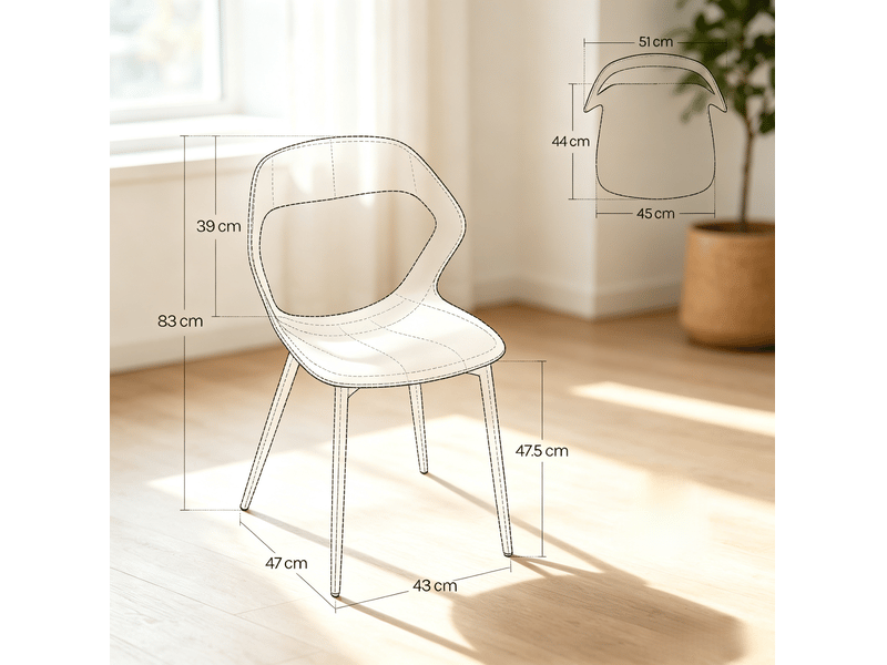  Lot de 4 chaises de salle à manger design moderne, dossier ergonomique ajouré, piètement métal noir  - Conforama C