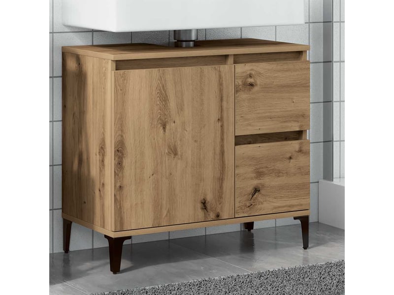  Armoire lavabo chêne artisanal 65x33x60 cm bois d'ingénierie  - Conforama B