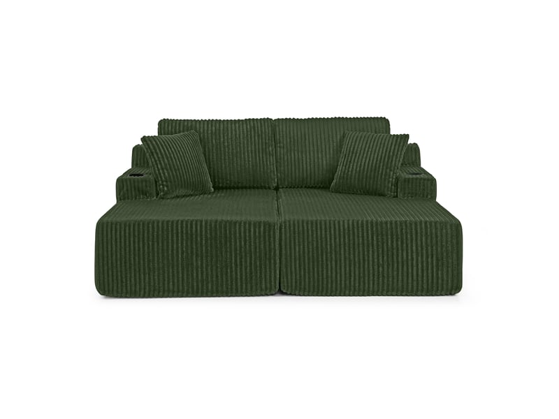  Canapé-lit 2 places multifonctionnel en velours côtelé vert  - Conforama A