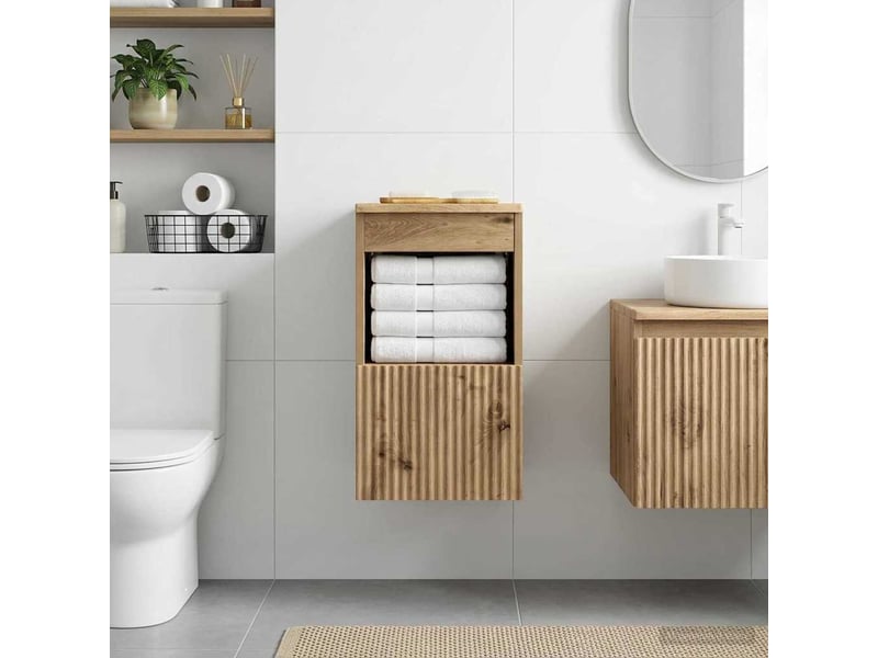 Armoire de salle de bain, meuble de rangement chêne artisanal 30x44.5x50 cm  - Conforama D