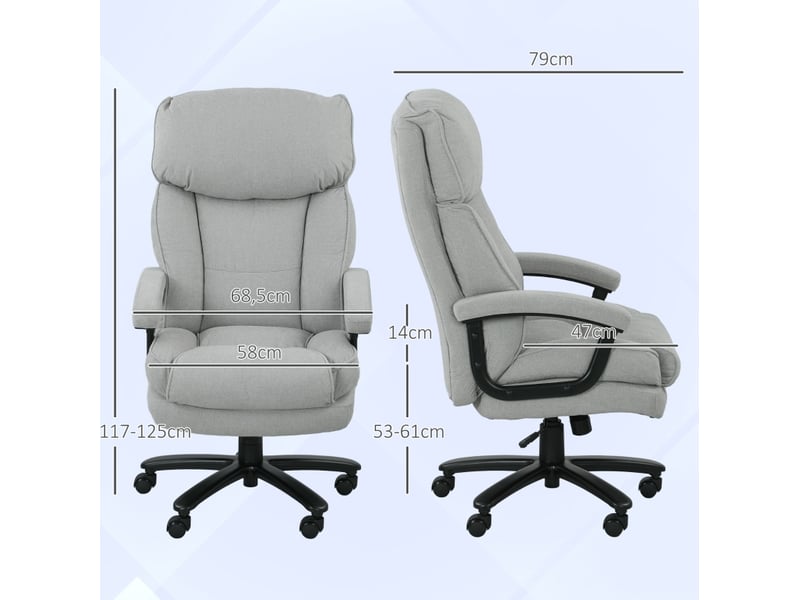  Chaise de bureau haute avec fonction bascule, hauteur réglable et roulettes, en polyester, gris clair  - Conforama D