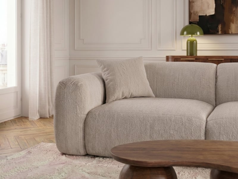  Bobochic canapé droit fixe 3 places siena tissu chenille beige SIENA - Conforama D