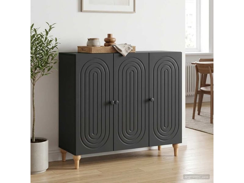  Buffet - bahut - meuble de rangement noir 89 x 34,5 x 80 cm bois d'ingénierie  - Conforama D