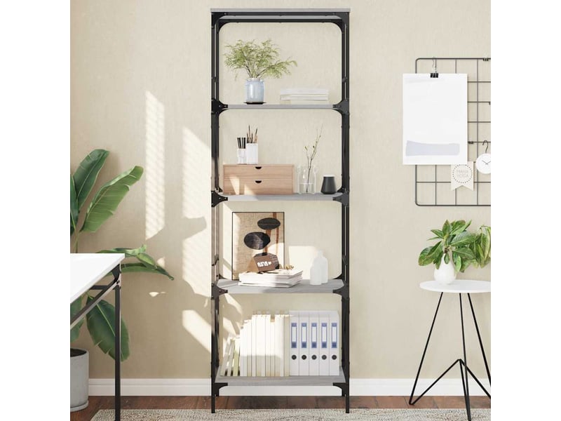  Bibliothèque à 5 niveaux, armoire à livres sonoma gris 59x35x171 cm  - Conforama B