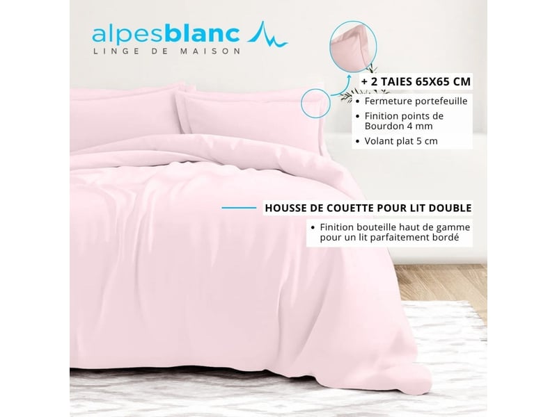 Housse de couette unie 100% percale de coton 80 fils + taie(s) 65x65 cm – fabriquée en europe – doux et respirant - oeko-tex®  - Conforama C