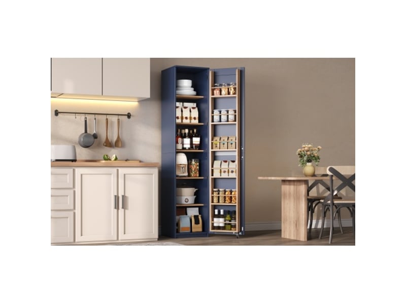  Armoire de rangement haute avec portes et étagères réglables – placard 40x40x183 cm – cuisine, salon, salle à manger  - Conforama D