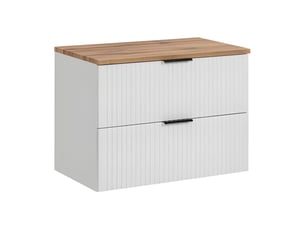 Ensemble de salle de bain noxera 80 cm – meuble sous vasque suspendu blanc mat et plan pour vasque en chêne wotan