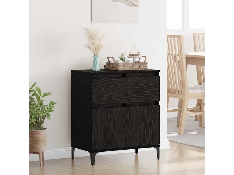  Buffet - bahut - meuble de rangement chêne noir 60 x 35 x 70 cm bois d'ingénierie et fer  - Conforama B