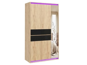 Armoire de chambre avec miroir et led 110x47x200 cm chêne anthracite