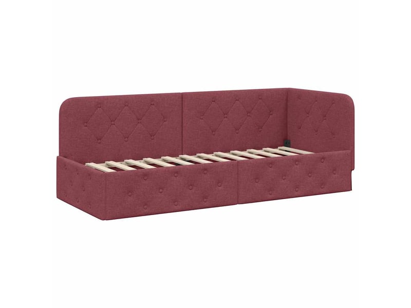  Lit simple- lit adulte -  cadre de lit d'angle bordeaux 80 x 200 cm tissu  - Conforama A