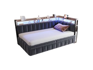 Lit gigogne 90x200 cm <strong></strong>  <strong>CozyNest</strong> coloris gris