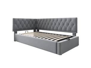 Lit coffre 90x200 cm <strong></strong>  <strong>Qualité haut de gamme</strong> coloris gris