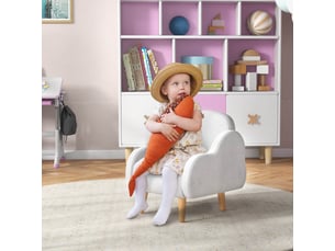 Fauteuil pour enfant design scandinave nuage grand confort avec piètement inclinés et tissu 46 x 51 x 55 cm blanc