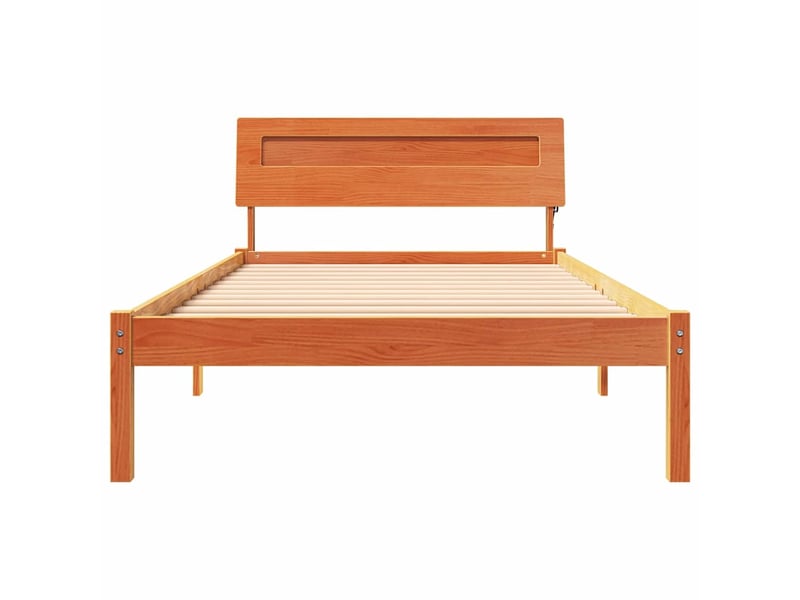  Lit simple- lit adulte -  cadre de lit avec tête de lit brun  100 x 200 cm pin massif  - Conforama D