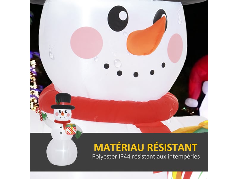  Bonhomme de neige gonflable de noël de 180 cm avec lumières led, intérieur et extérieur, matériel fixation et souffleur  - Conforama E