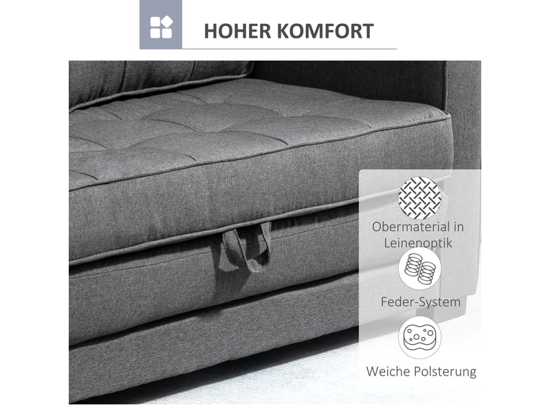 Canapé-lit,147,5x75x85 cm,2 places avec couchage,polyester,gris  - Conforama E