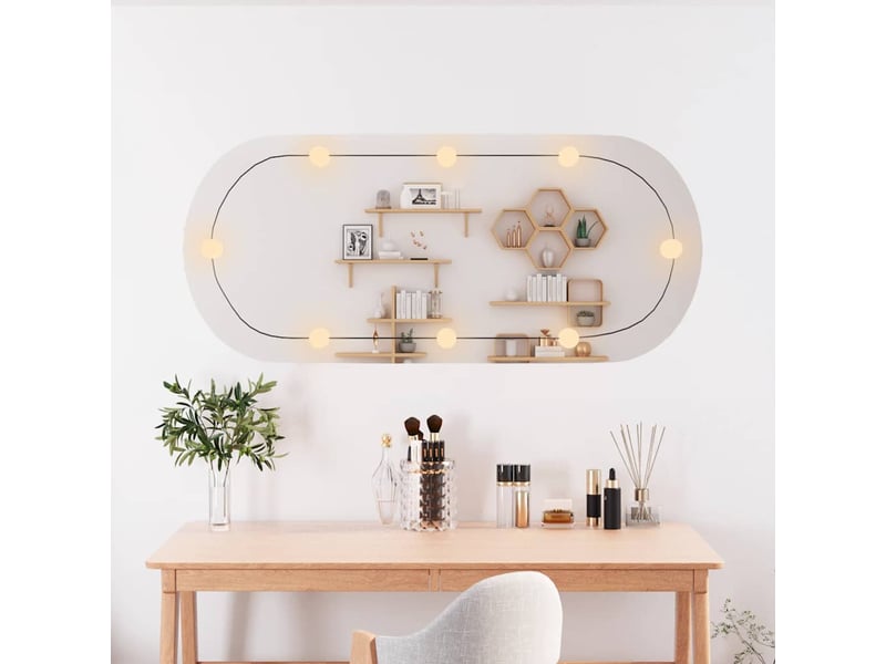 Miroir mural avec lumières led 45x100 cm verre ovale cf62822 - Conforama C
