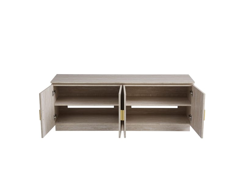  Meuble tv baieta – 160x40x60 cm – finition travertin &amp; design épuré  - Conforama E