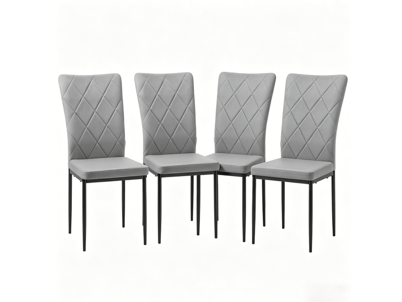  Lot de 4 chaises de salle à manger en velours gris foncé  - Conforama A
