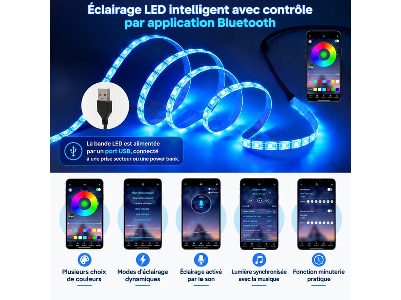  Meuble tv 140 cm 2 portes acryliques 3 tiroirs avec led blanc  - Conforama E