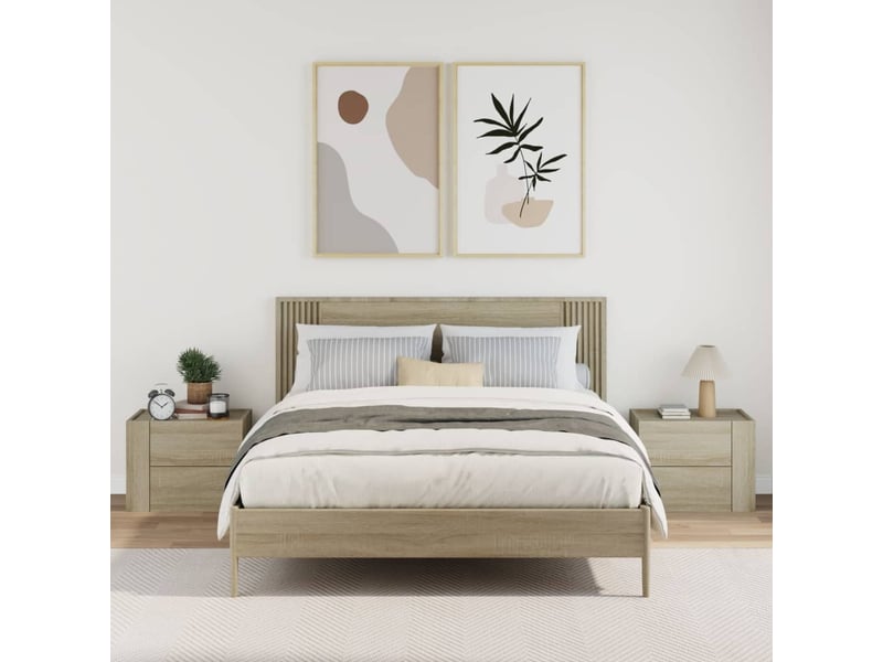 Lot de 2 tables de chevet - cabinet de chevet - table de nuit murales chêne sonoma 45x30x35 cm - Conforama B