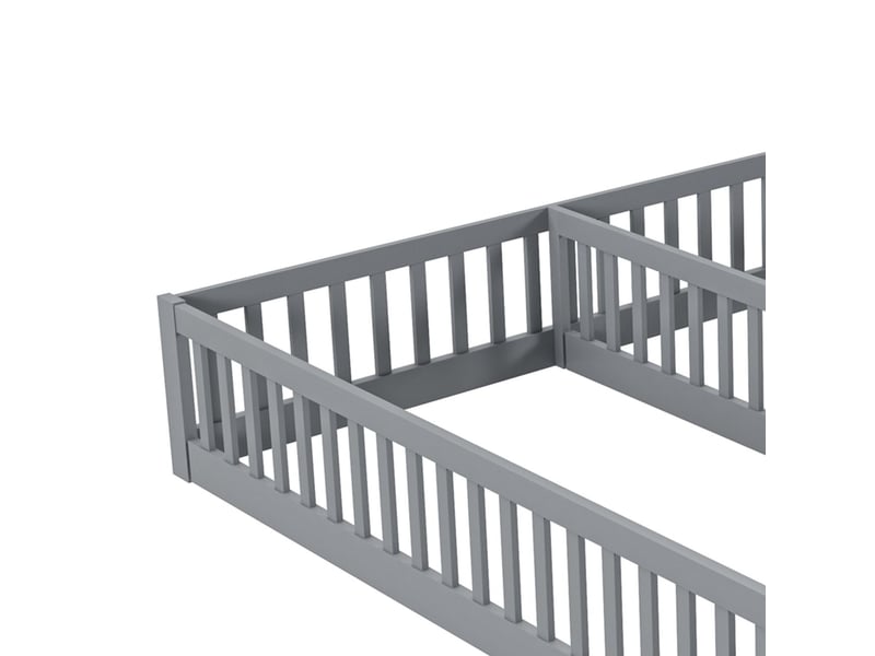  Lit combine enfant 90x200, garde-corps haut sécurité lit enfant, structure bois massif, composition double, style minimaliste  - Conforama D
