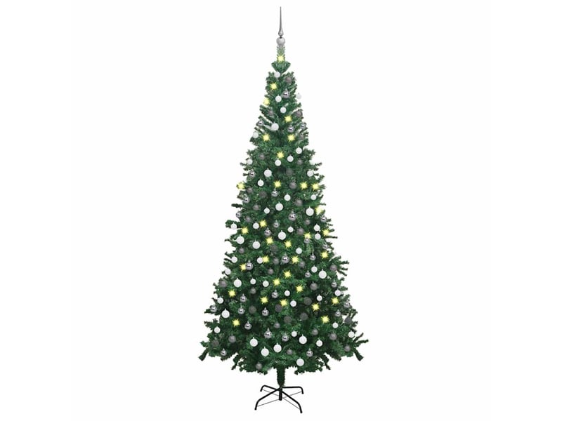  Sapin de noël, arbre de noël artificiel pré-éclairé et boules l 240 cm vert cf61663  - Conforama B