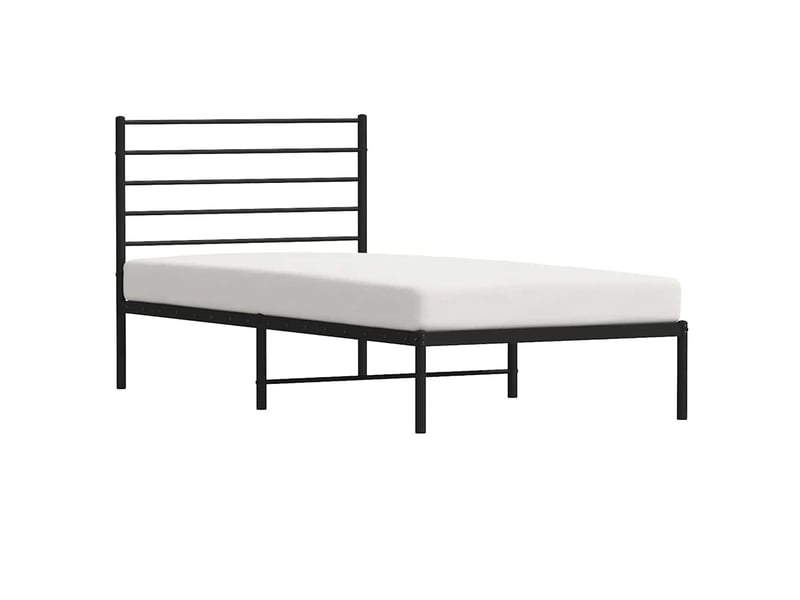  Lit simple- lit adulte -  cadre de lit métal sans matelas avec tête de lit noir 90x190 cm  - Conforama D